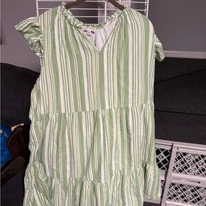 Wonderly Green and White Striped Blouse